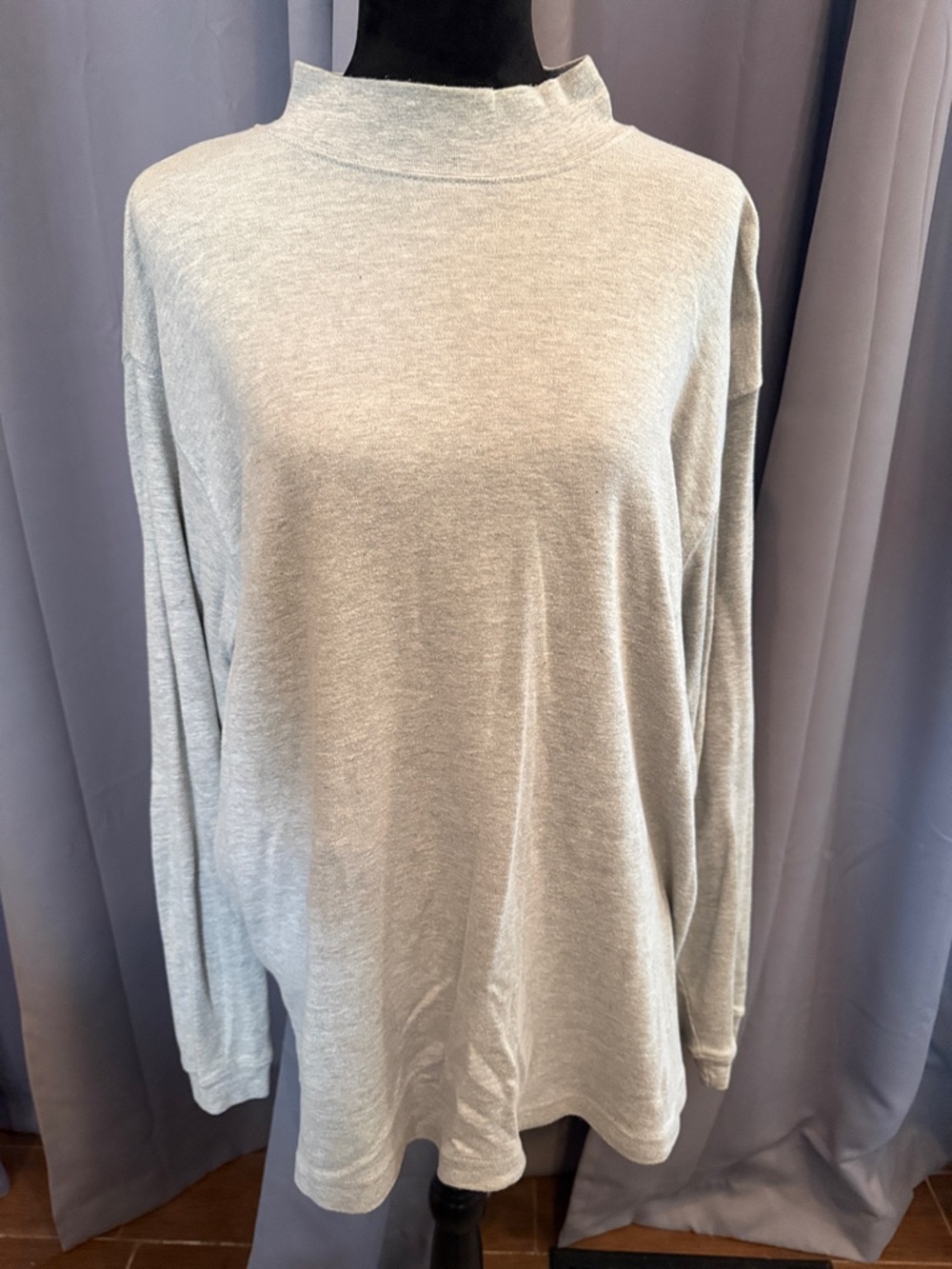 Puritan Light Gray Long Sleeve Mock Neck Shirt